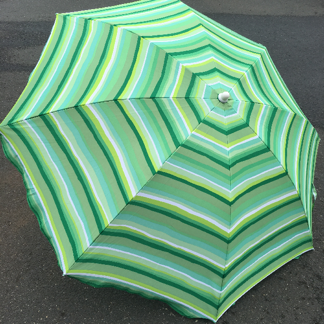 UMBRELLA, Beach - Three Tone Green Stripe